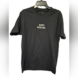 Red Eight Black and White Anti Social Embroidered T-Shirt Men's Size Medium NWOT